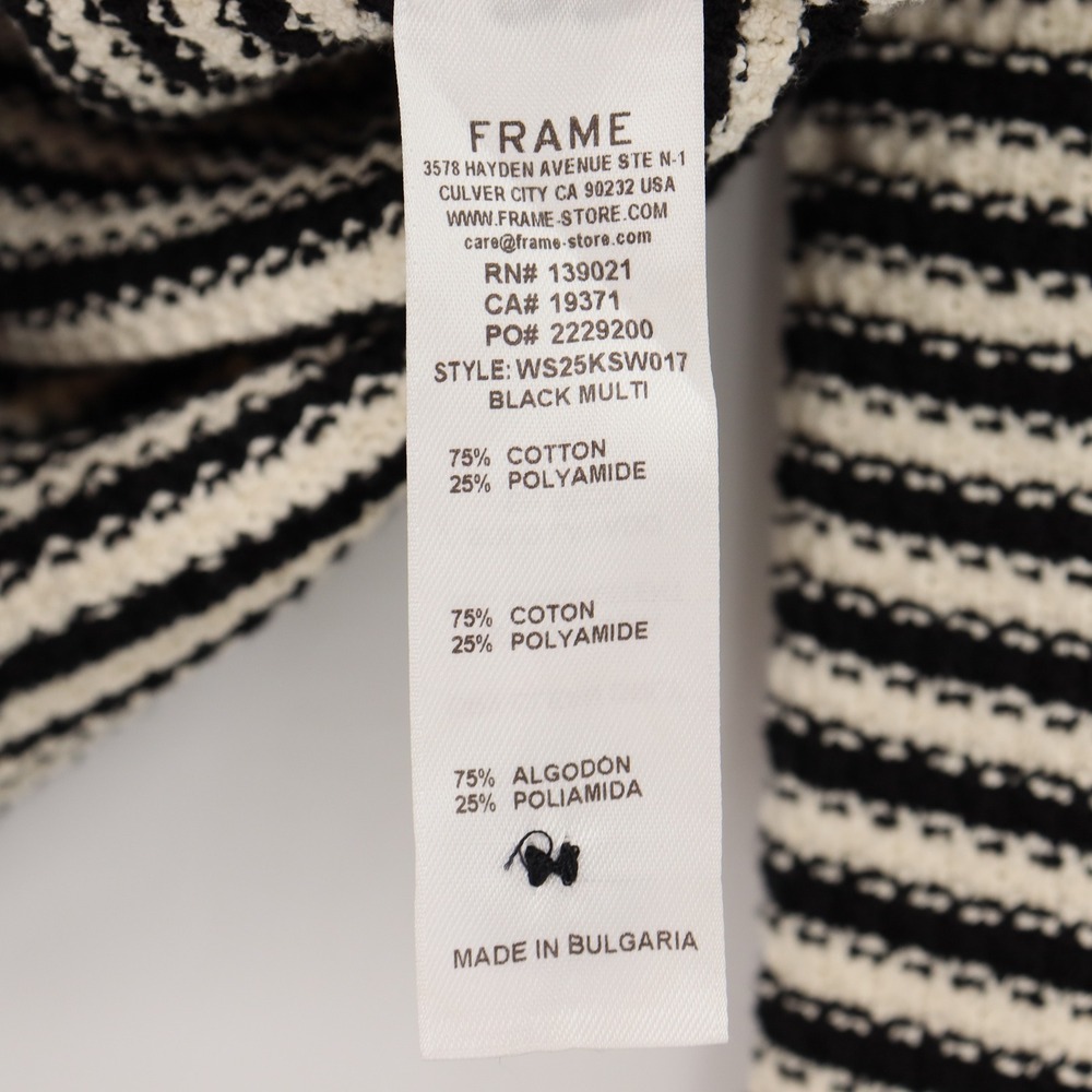 FRAME The Court Striped Cotton-Blend Cardigan Women's Size S Black White Sweater - Picture 7 of 8